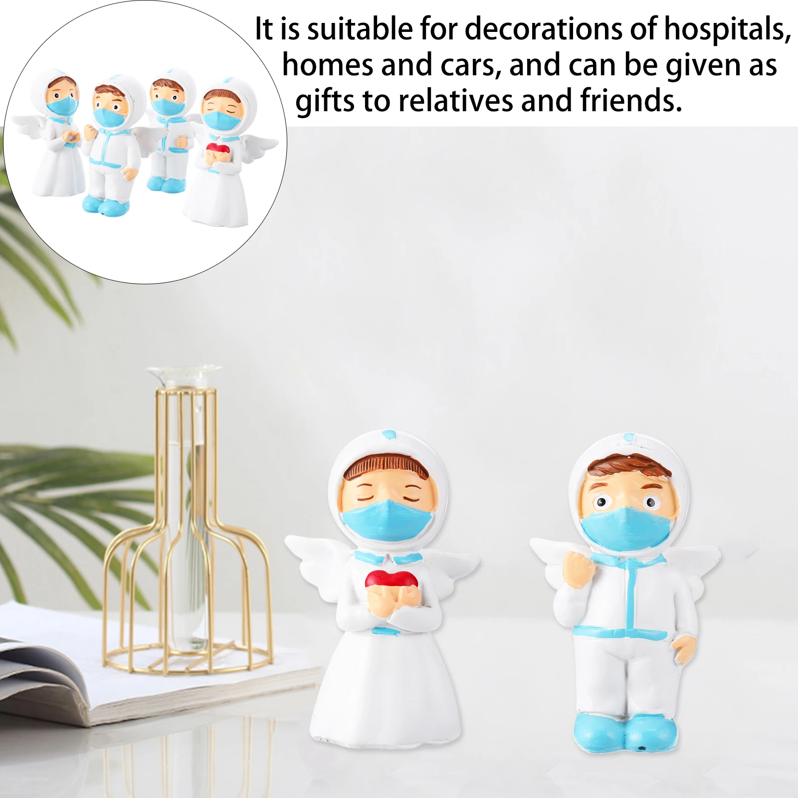 

4pcs Resin Angel Desktop Decoration Home Adornment Mini Office Ornament Gift For Friends Lovers Cute Lifelike Design Reliable