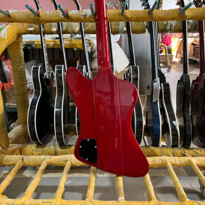 جيتار كهربائي أحمر مع بيك اب H-H، جسم من خشب الكرز، لوح فريتس من خشب الورد، إكسسوارات فضية، هدية عيد الميلاد شحن مجاني