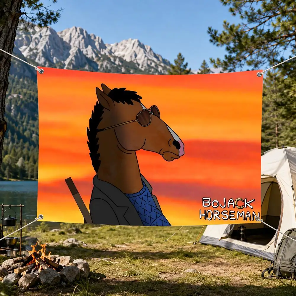 Anime classic B-BoJack Art Horseman Flags Aesthetic Wall Tapestry Printed Wall Hanging Living Room Party Outdoor Decor