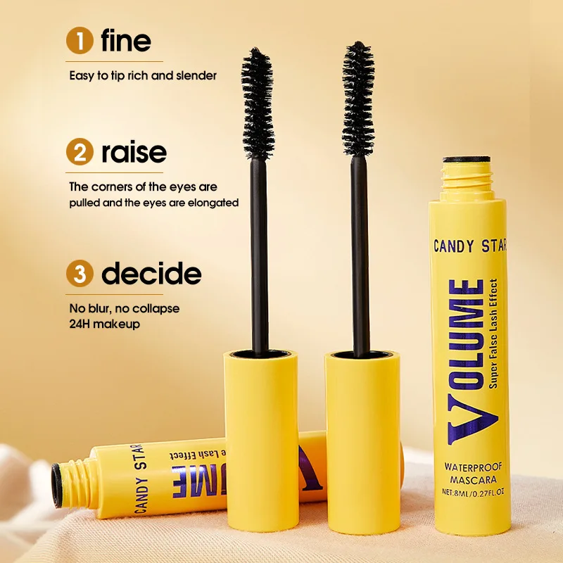 มาสคาร่ากันน้ำ สูตรเพิ่มความยาวและเพิ่มวอลลุ่ม ป้องกันการเลอะเปื้อน สำหรับขนตาโค้งงอนอย่างเป็นธรรมชาติ ติดทนนานตลอดวัน ไม่เป็นขุย เครื่องสำอาง