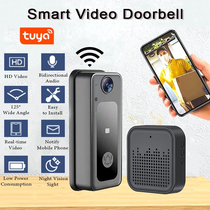 

Умный видеодомофон Tuya, беспроводной Wi-Fi, дистанционный двусторонний голосовой домофон, высокое разрешение, ночное видение, домашняя безопасность, видеодверной звонок