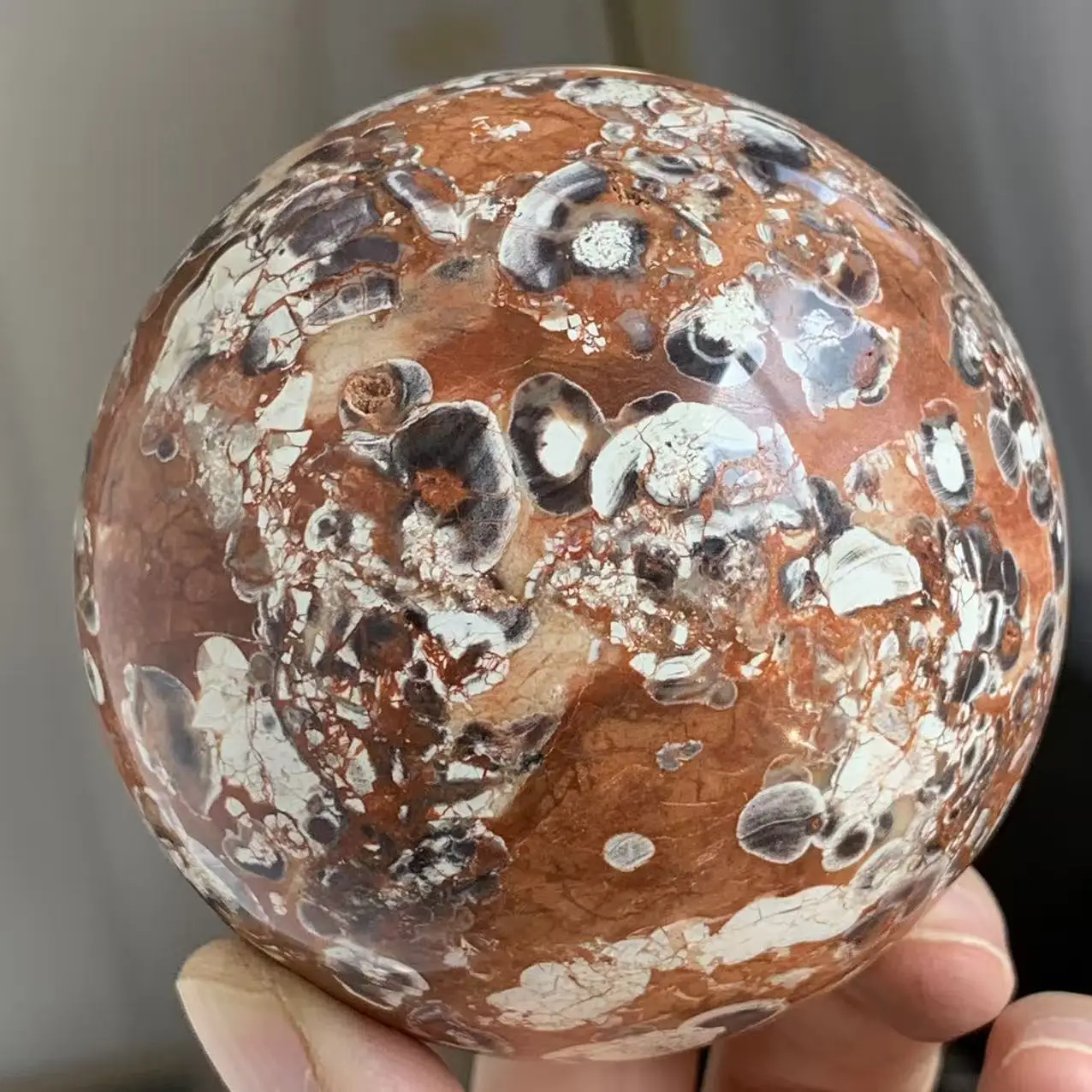 Natural money agate balls, quartz crystal orange, ore, polished balls, mineral spiritual healing