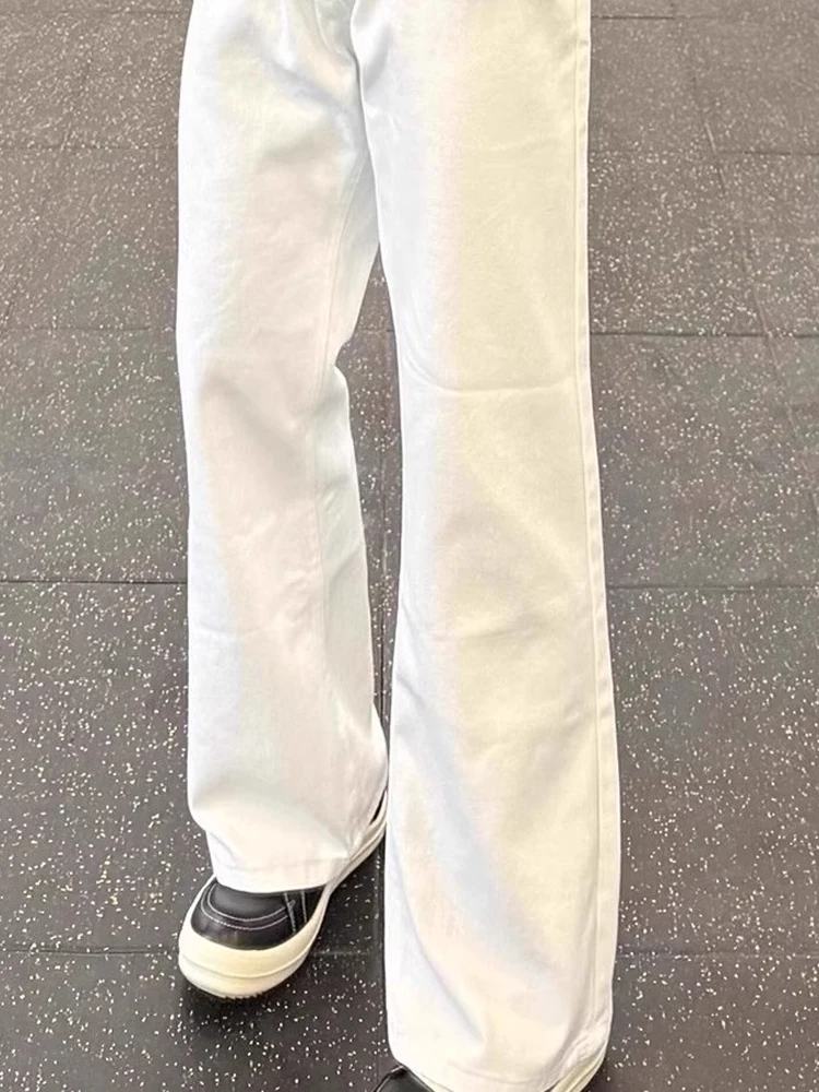 Jeans bianchi a vita alta Bell Bot da uomo estivi sottili Cleanfit dimagranti coltello da strada vestibilità ampia poliestere traspirante