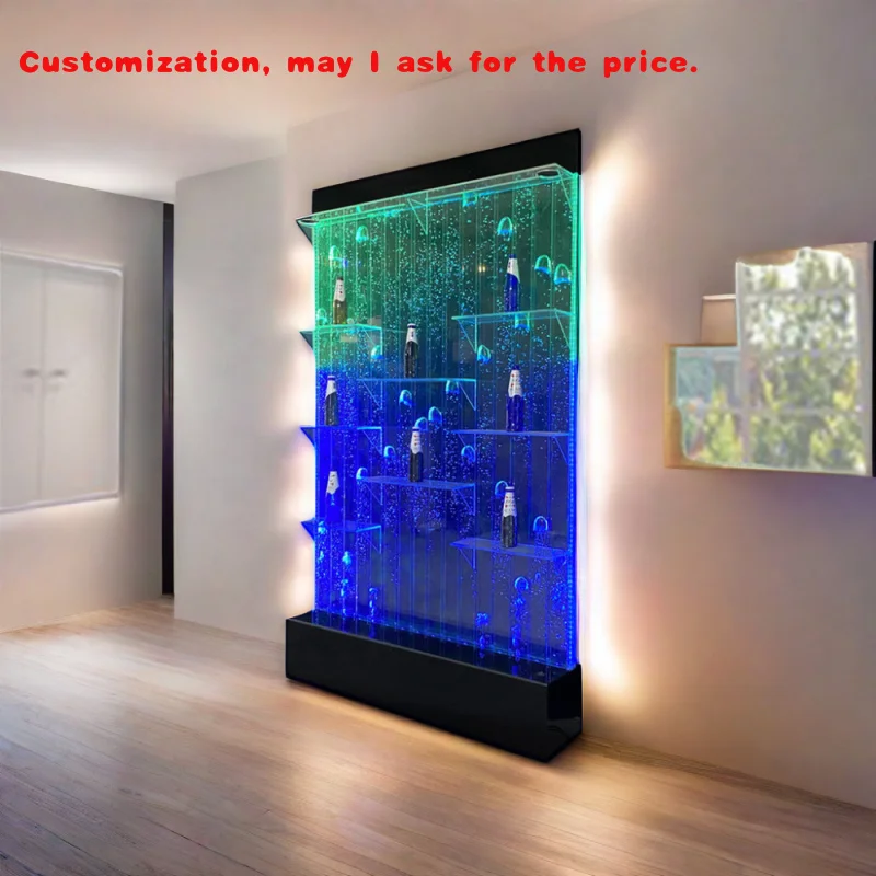 

на заказ. Высокотехнологичный светодиодный пузырьковый настенный цифровой акриловый пузырьковый шкаф с подвижным дизайном, винный шкаф