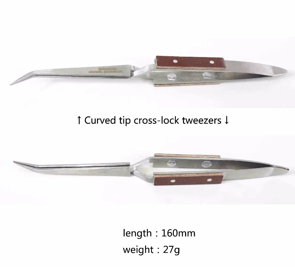 عبر قفل قفل الملقط الذاتي إغلاق المجوهرات لحام الحرفية أداة إصلاح معزول الملقط مستقيم الكوع تلميح