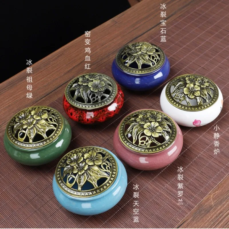 

Ice Cracked Ceramic Incense Burner - Kiln Transformed Home Decor for Sandalwood, Coil & Stick Incense Encensoir