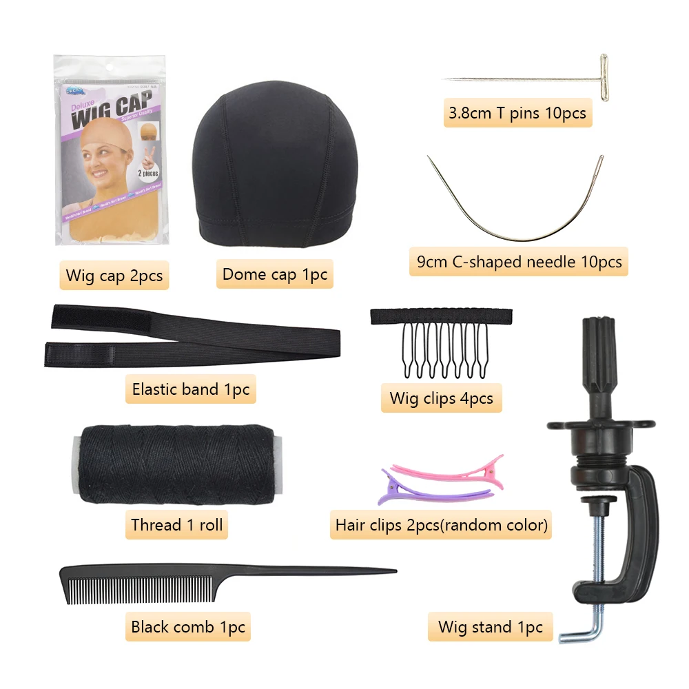 Canvas Block Head Set with C Stand Clamp for Making Wigs Weave Display and Styling Mannequin Head