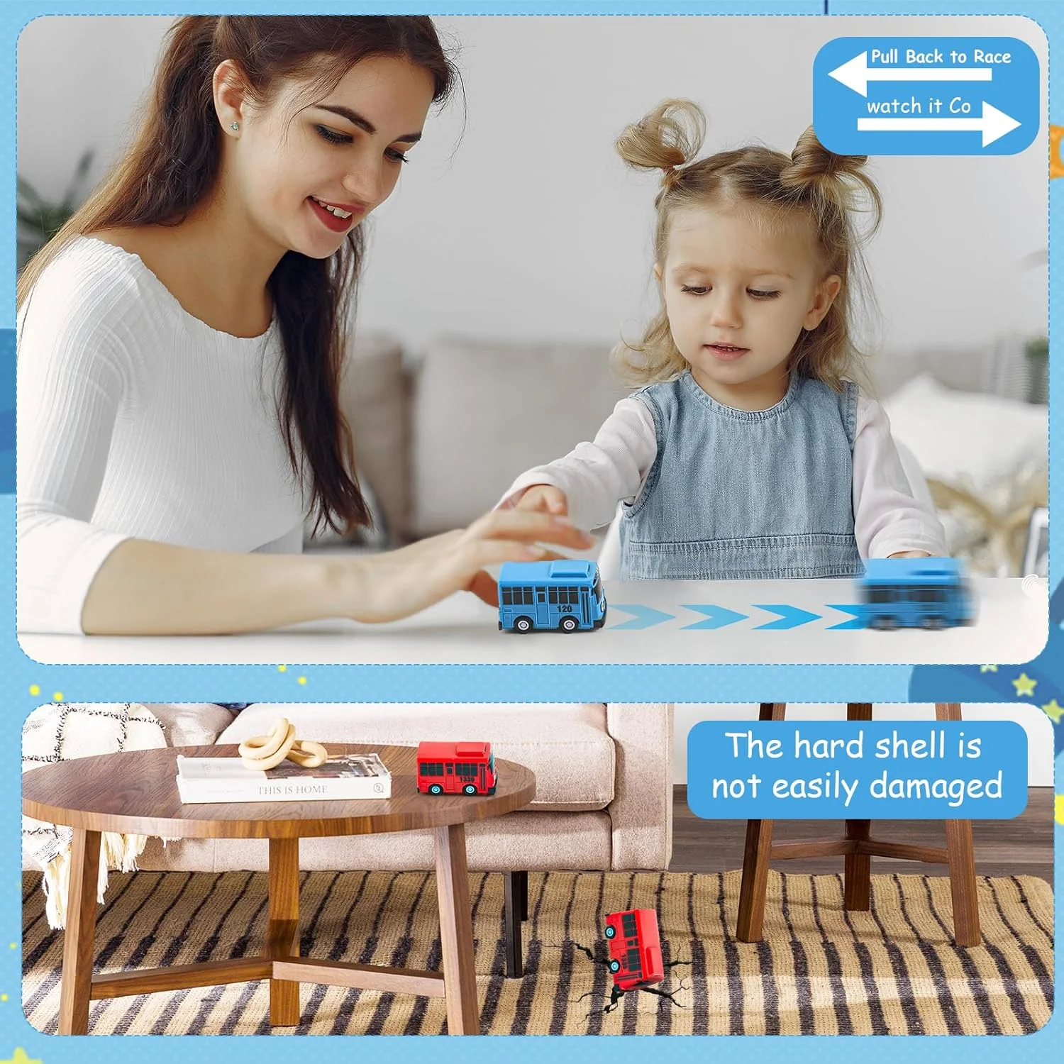 Mini brinquedo de ônibus retrátil para crianças, veículo deslizante de desenho animado com portas que podem ser abertas, carro de brinquedo de ônibus escolar educacional para meninos e meninas, presente