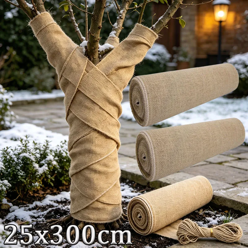 1-4PCS 25cm x 300cm Winter Tree Wrap Burlap Frost Protection Tape Plant Root Insulation Strip for Garden Fruit Trees