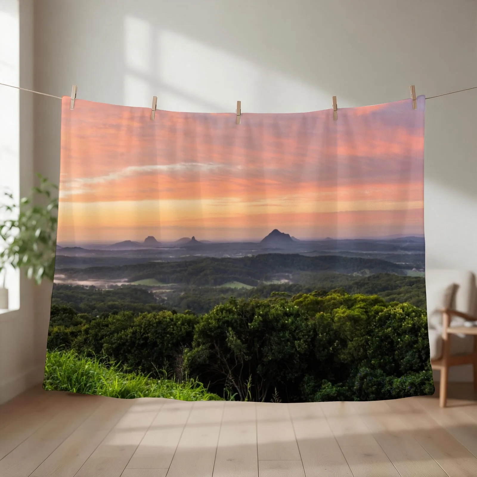 Mountains at Sunrise Throw Blanket couch cozy soft plush fuzzy picnic outdoor blanket
