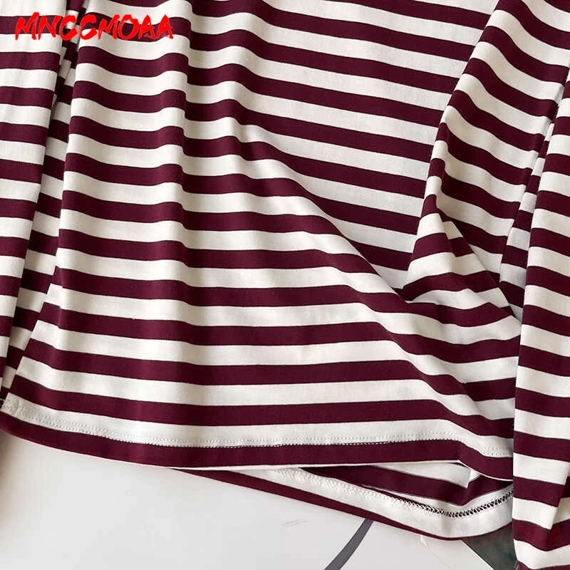 Women T-Shirt 2024 New Autumn Female Casual Slim Long Sleeves Stripes Cotton Tees Tops