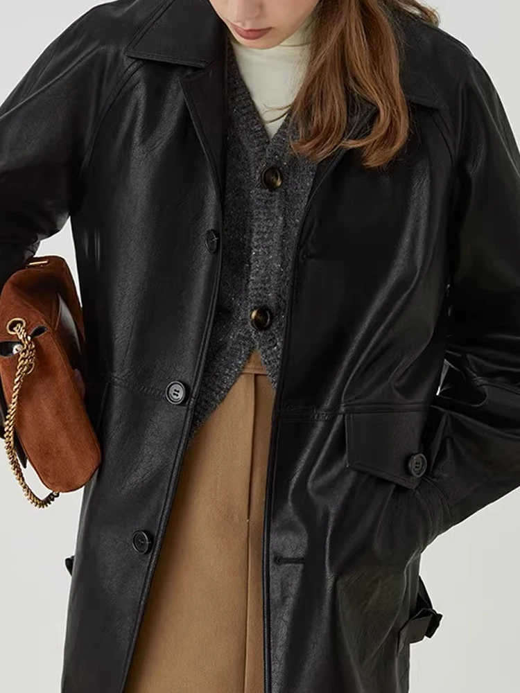 Laid-ba Retro Sle Bla solapa motocicleta Jaet mujer ecológico abrigo de cuero PU principios de otoño nueva llegada viaje Sle