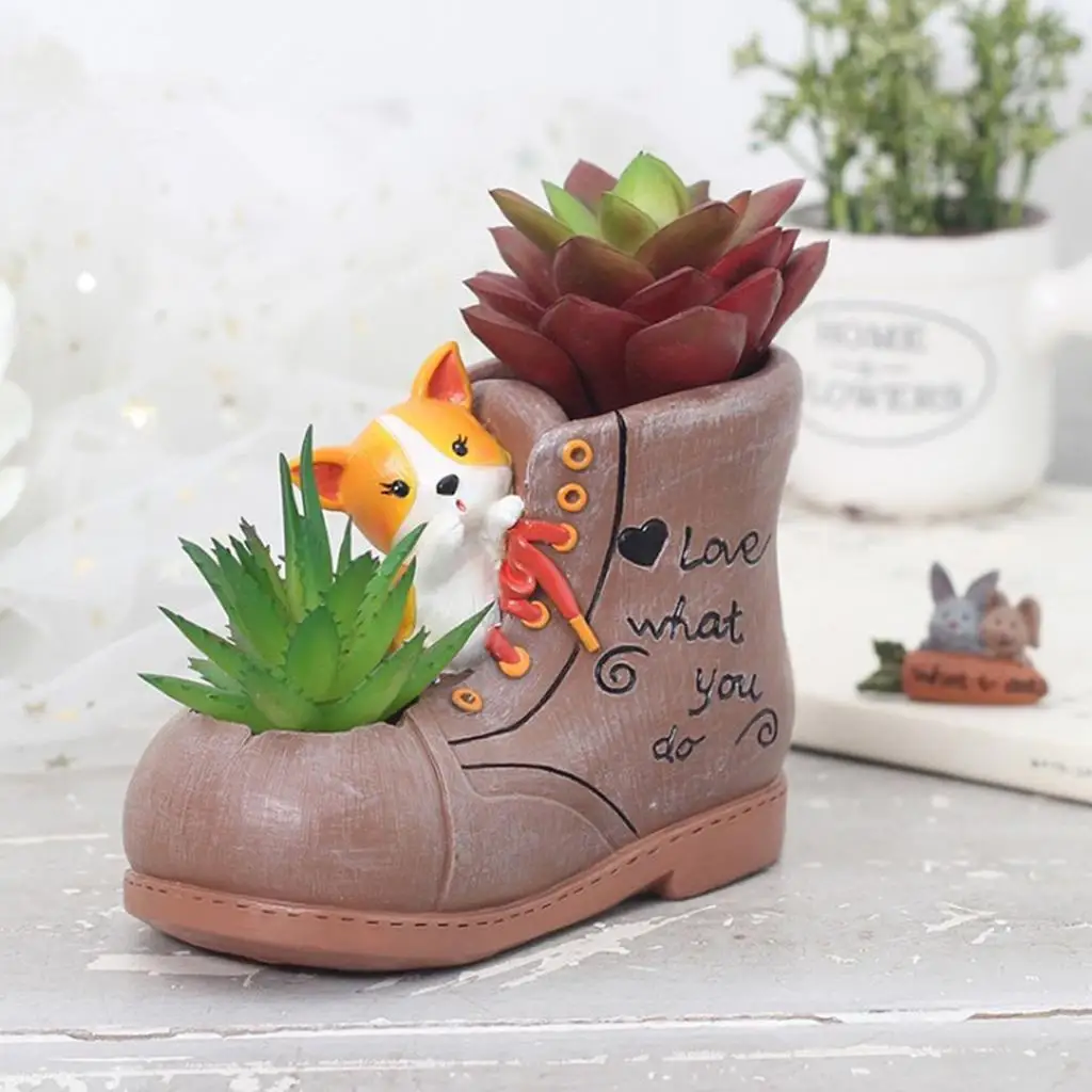 Succulent Planter Resin Pot Vase Flower Container Garden Decoration for Living Room Office Shelf Use