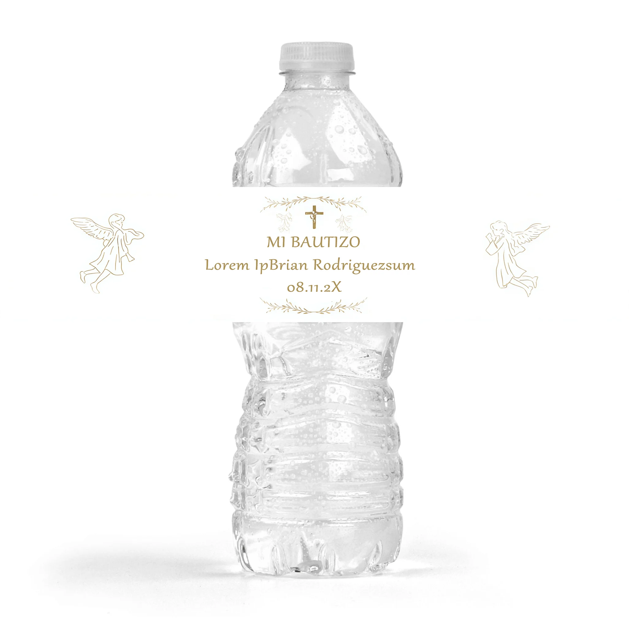 Custom First Communion Water Bottle Stickers, Simple Floral Design, Custom Name and Date, Baptism Stickers, Holiday Gift Stickers, Birthday Stickers/Wedding Stickers, Custom Sweet and Happy Birthday Stickers, Suitable for Birthdays, Baptism Parties, Weddings, Name Party Decorations, Gift Packaging, Gifts for Daughters and Sons