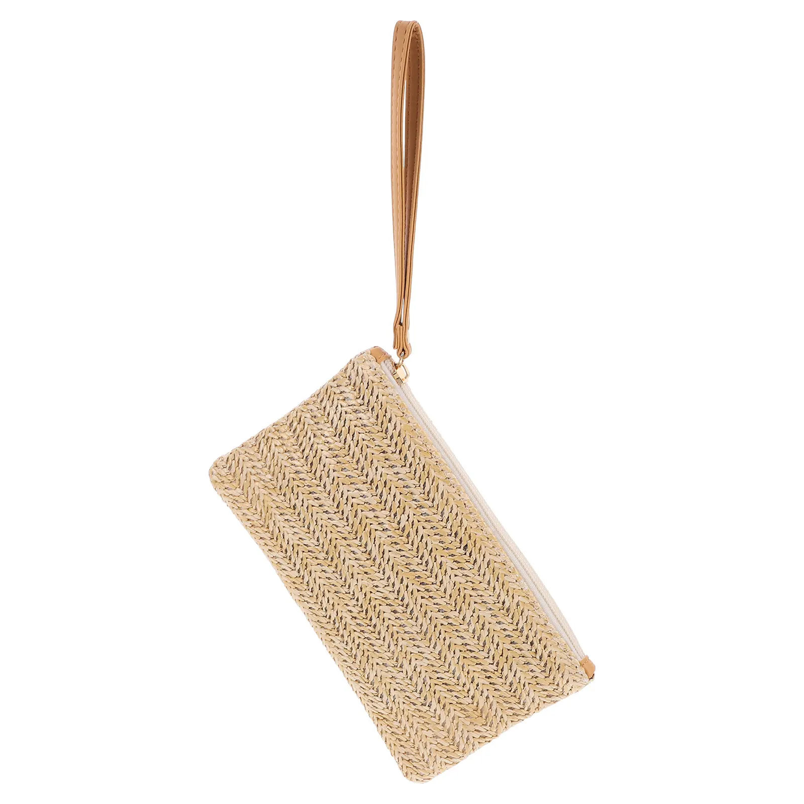 

Staw Clutch Bag for Women Small Woven Purse with Zipper Cell Phone Pouch Wallet Travel Daily Use Lightweight Handbag