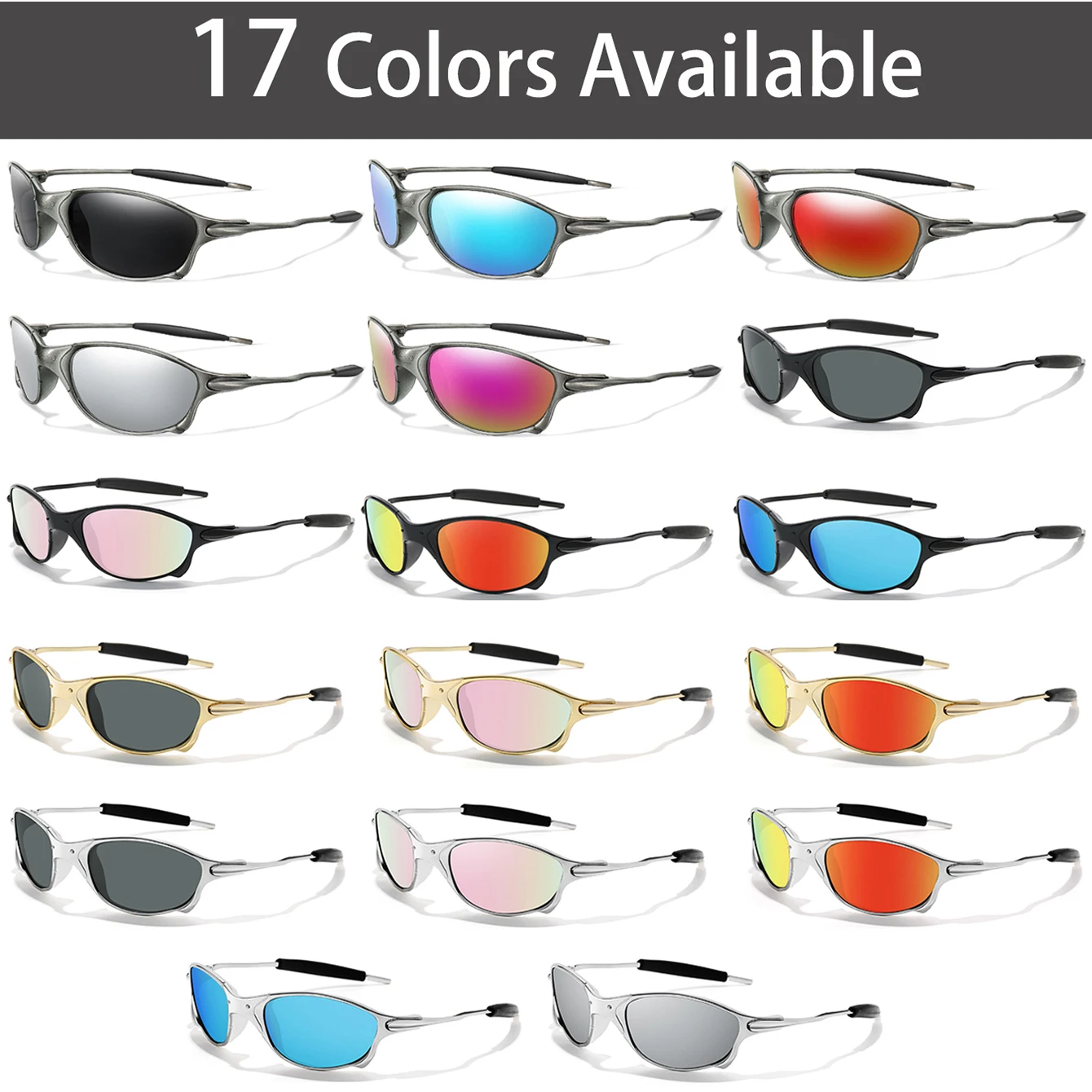 Trendige Fahrrad-Sonnenbrille für Männer und Frauen, Metallschirme mit UV-Schutz für Outdoor-Sportarten, Laufen, Wandern, Fahren, Reisen – Detail 2