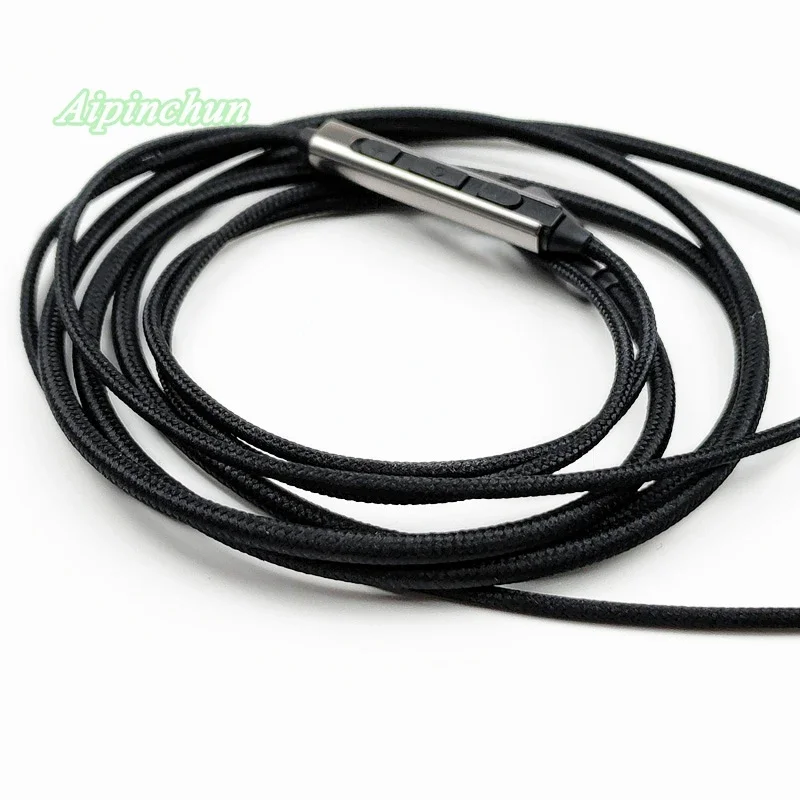 3,5mm 4-Pole Jack DIY Kopfhörer Kabel Kopfhörer Reparatur Ersatz Nylon Tuch Draht Kabel mit Mic Dicken Durchmesser 3,0mm Schwarz