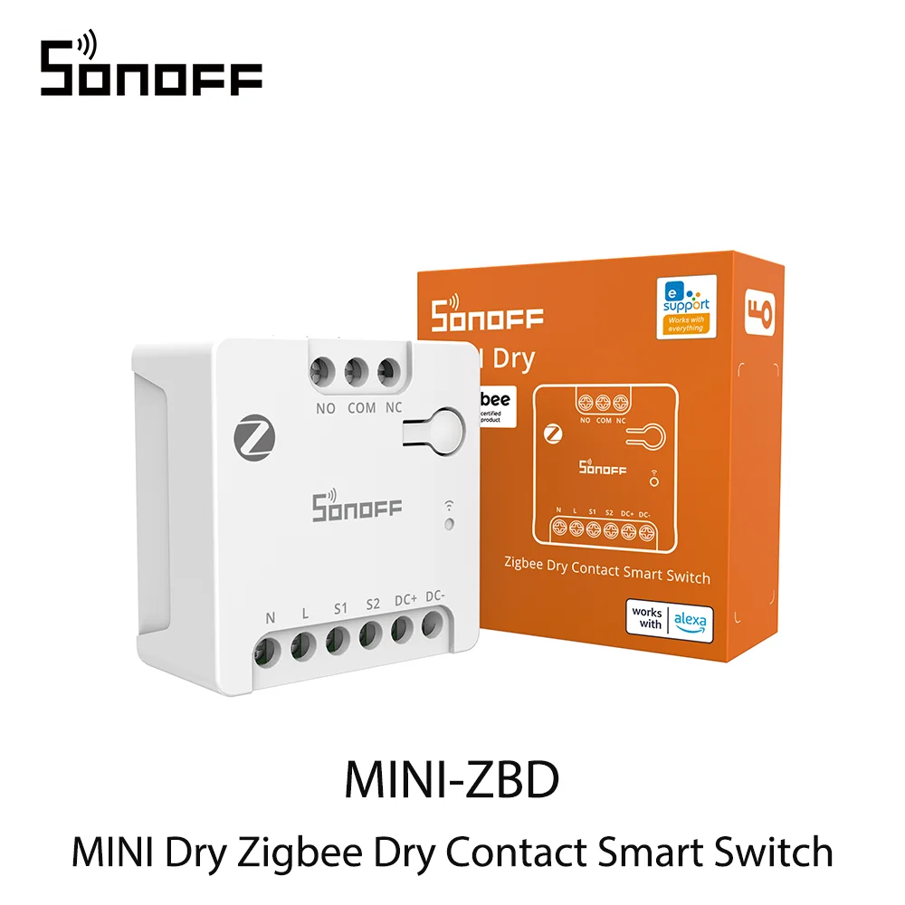 SONOFF MINI-ZBD MINI Dry Zigbee Droge Contact Smart Switch Uitgang met NO/NC Ondersteuning Flexibele AC & DC Voeding Werkt met Zigbee Hub