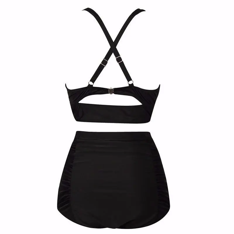 Women's Bikini Sets Two Piece Swimsuit High Waisted V Neck Twist Front Adjustable Straps Bathing Suit