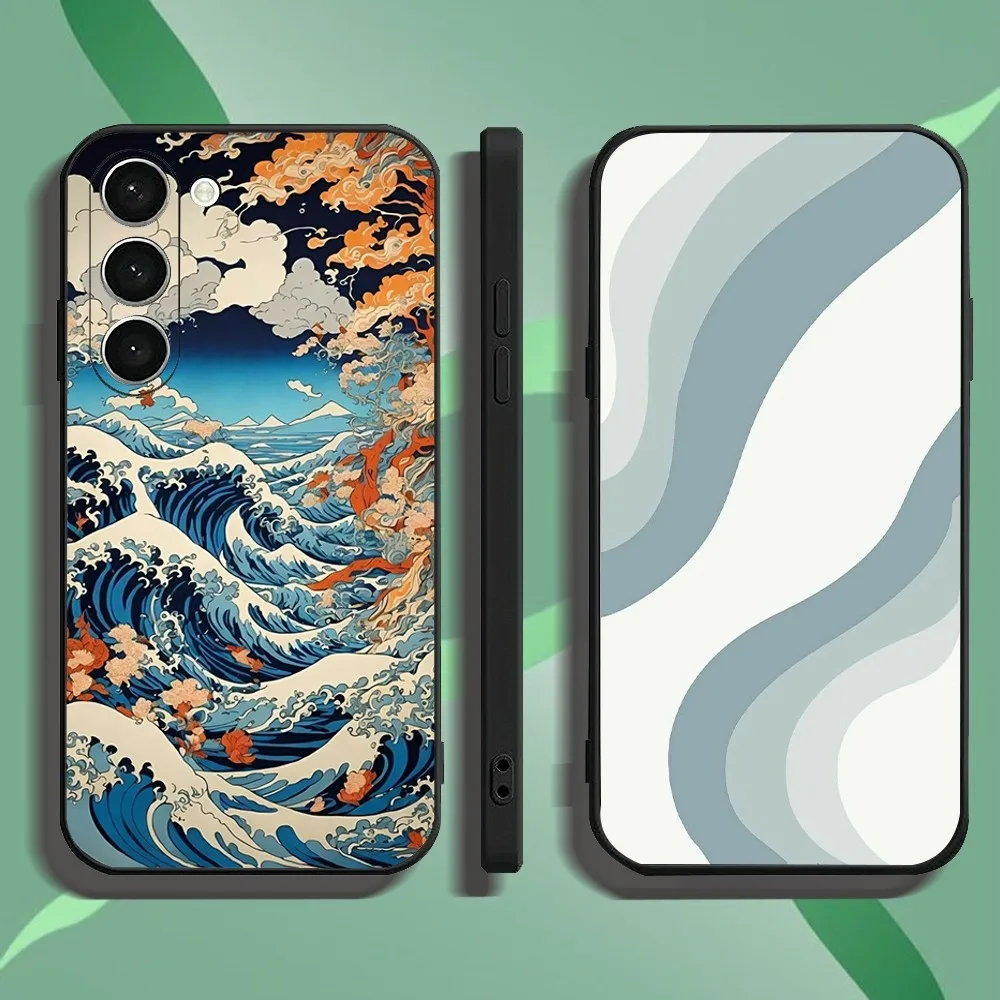 Japan The Great Wave Off Kanagawa Phone Case For Samsung Galaxy A52 A12 A51 S21 Edge S22ULTRA S23 S20LITE Plus Ultra Black Cover