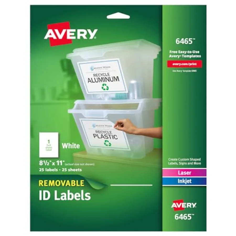 

Self-Adhesive Removable Laser ID Labels White Packs 646