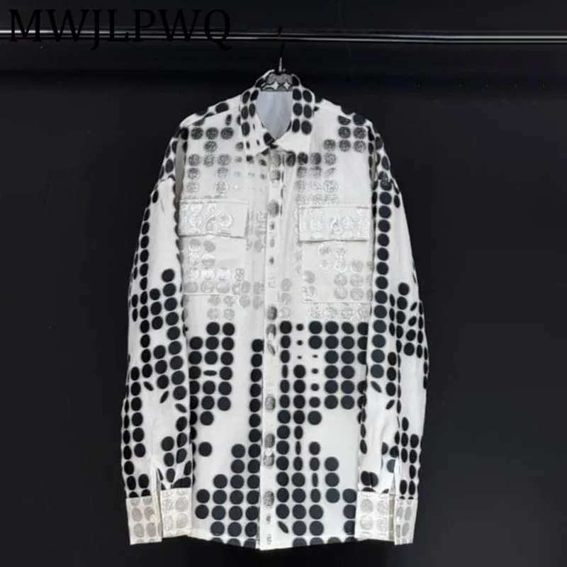 

MWJLPWQ Printed Niched Design Lapel Shirts 2025 New For Men Loose Casual Long Sleeve Unisex Tops 2025 Autumn New Fashion 12247