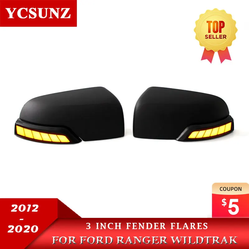 Running LED Mirror Covers For Ford Ranger 2012-2019 2020 T6 T7 T8 Wildtrak Double Cabin with lights 2021