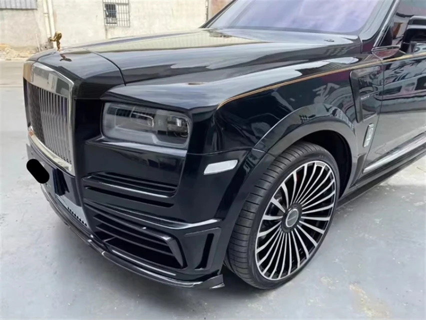 M Style High Quality Dry Forged dry Carbon Fiber Car Front Bumper Rear Hood Spoiler for Rolls Royce Cullinan Body Kit