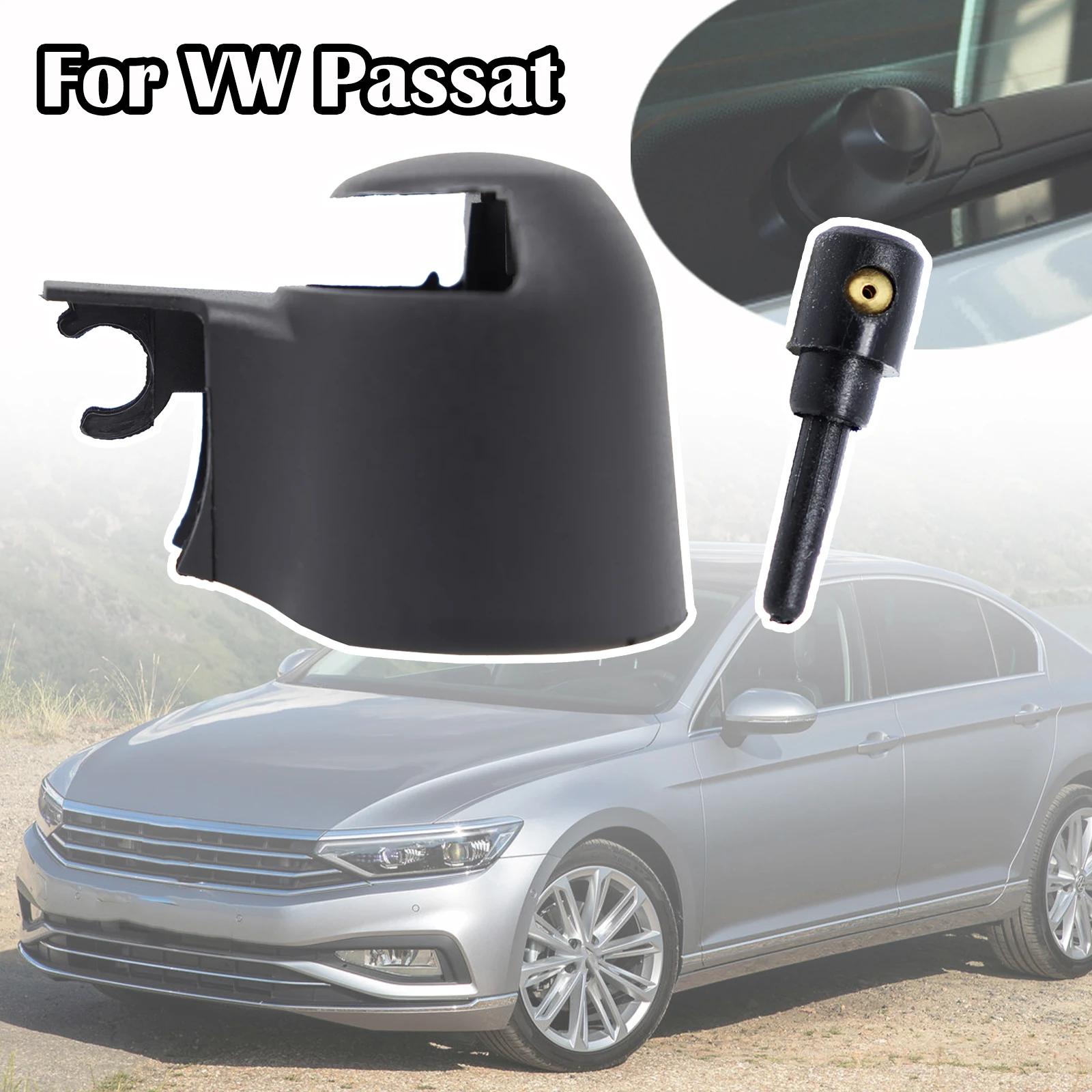 

For VW Passat B6 B7 Rear Wiper Arm Rocker Bolt Cover Cap Washer Jet Nozzle 2005 - 2007 2008 2009 2010 2011 2012 2013 2014 2015