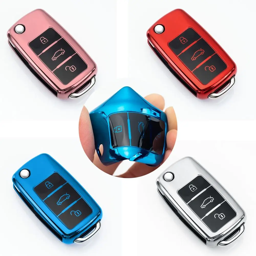 Auto Tpu Car Key Case Cover for VW Volkswagen Polo Tiguan Passat B5 B6 B7 Golf 4 5 6 MK6 Jetta Lavida for Skoda Octavia