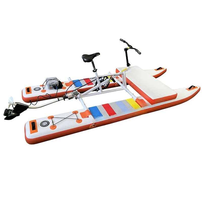 

single bicycle on the water, sightseeing in parks and scenic spots, pedal boats, inflatable boats