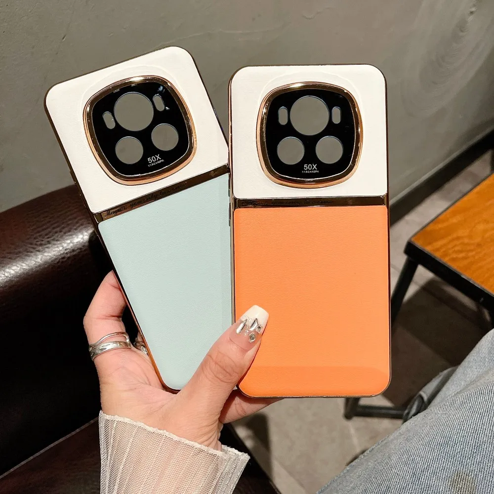 Para Huawei Honor Magic 7 Pro funda de lujo de cuero PU piel lente protectora trasera funda para Honor Magic7 7Pro 6 Pro carcasa de teléfono