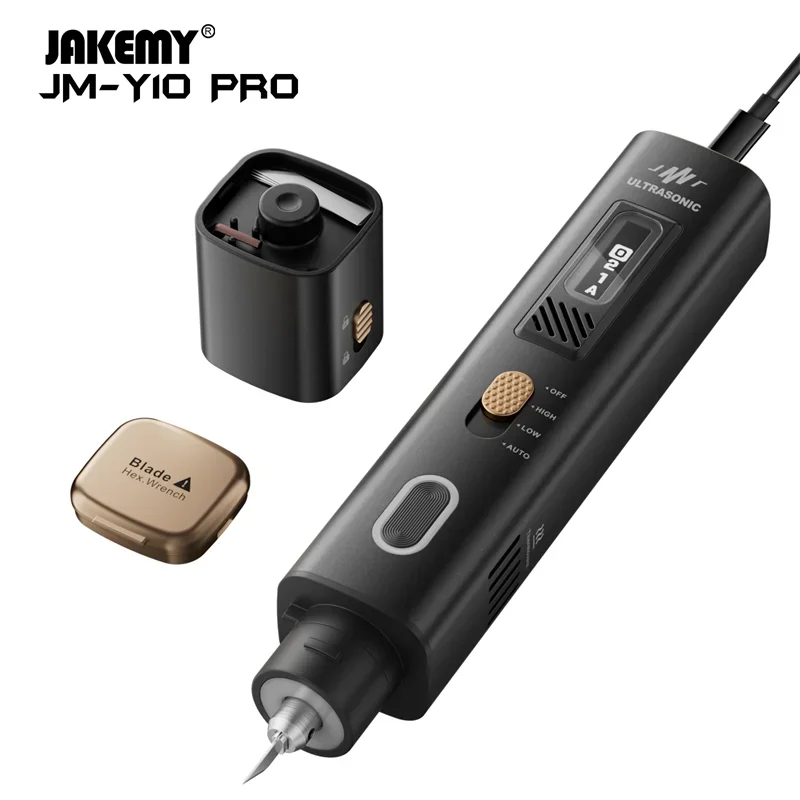 Jakemy بالموجات فوق الصوتية القاطع 2 في 1 عالية الطاقة بالموجات فوق الصوتية القاطع البلاستيك الاكريليك النقش سكين والملمع لتقوم بها بنفسك قطع ثلاثية الأبعاد