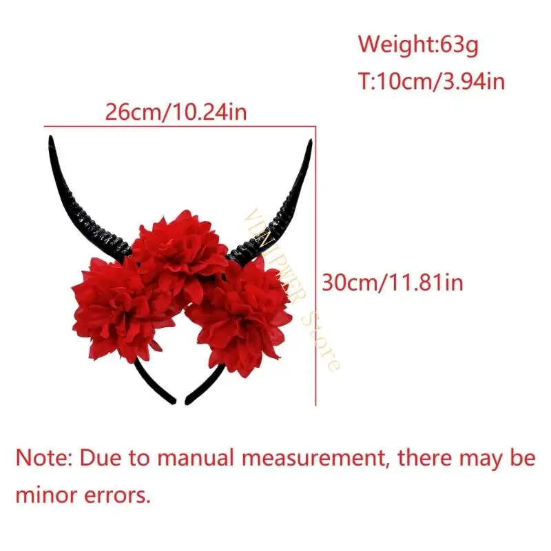 Halloween hoa Antelope Horn Băng -băng Kerted Bộ trang phục Phụ kiện Đạo cụ Mũ sáng tạo cho các bữa tiệc đóng vai trò D08E