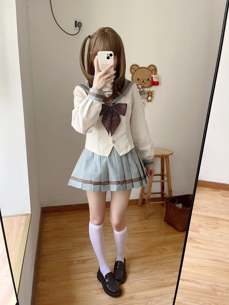 Original Mint Milk een ยาว Sve ชุดกะลาสีชุดเอว Cinching Slimming JK orm โรงเรียน orm Mid-Term แบรนด์จีน