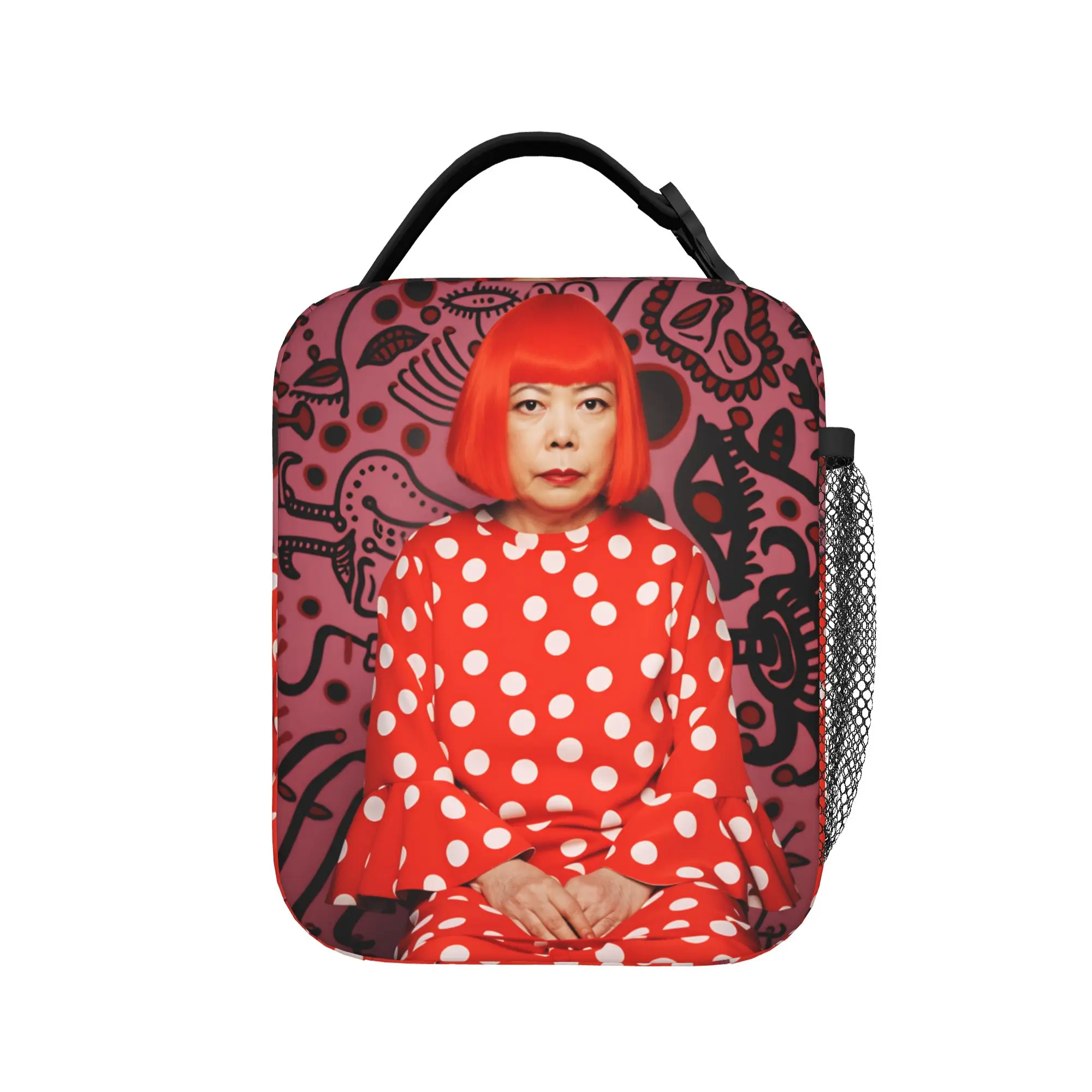 Yayoi Kusama Abstract Face Lunch Bag Office Portable Thermal Lunch Bags For Child  Oxford Print Cooler Bag