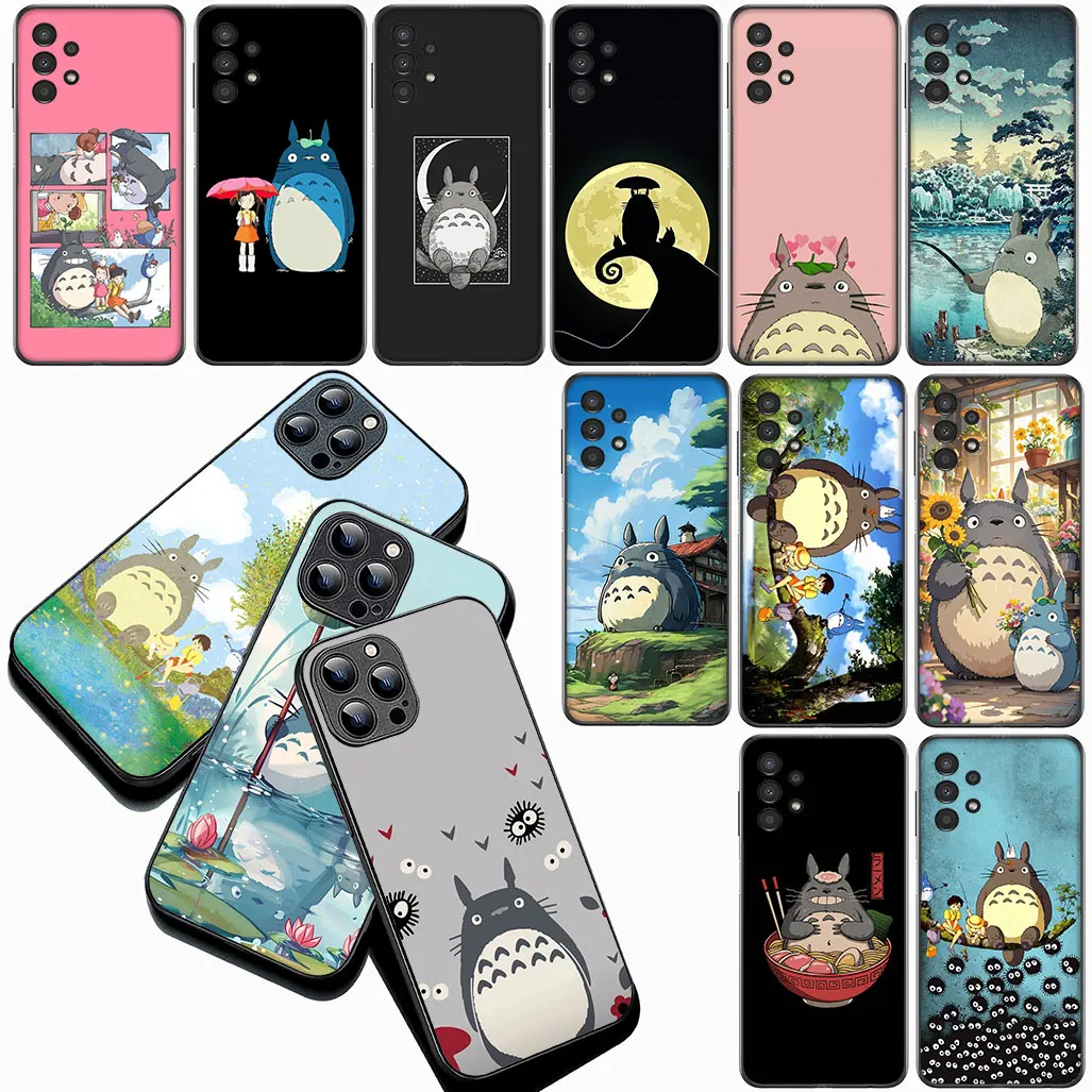 Чехол для телефона Cartoon T-Totoros kawaii, черный для Apple iPhone 11 16 Pro XS Max X XR 7 8 Plus + 16 + 8 + 7 + ProMax, мягкий чехол