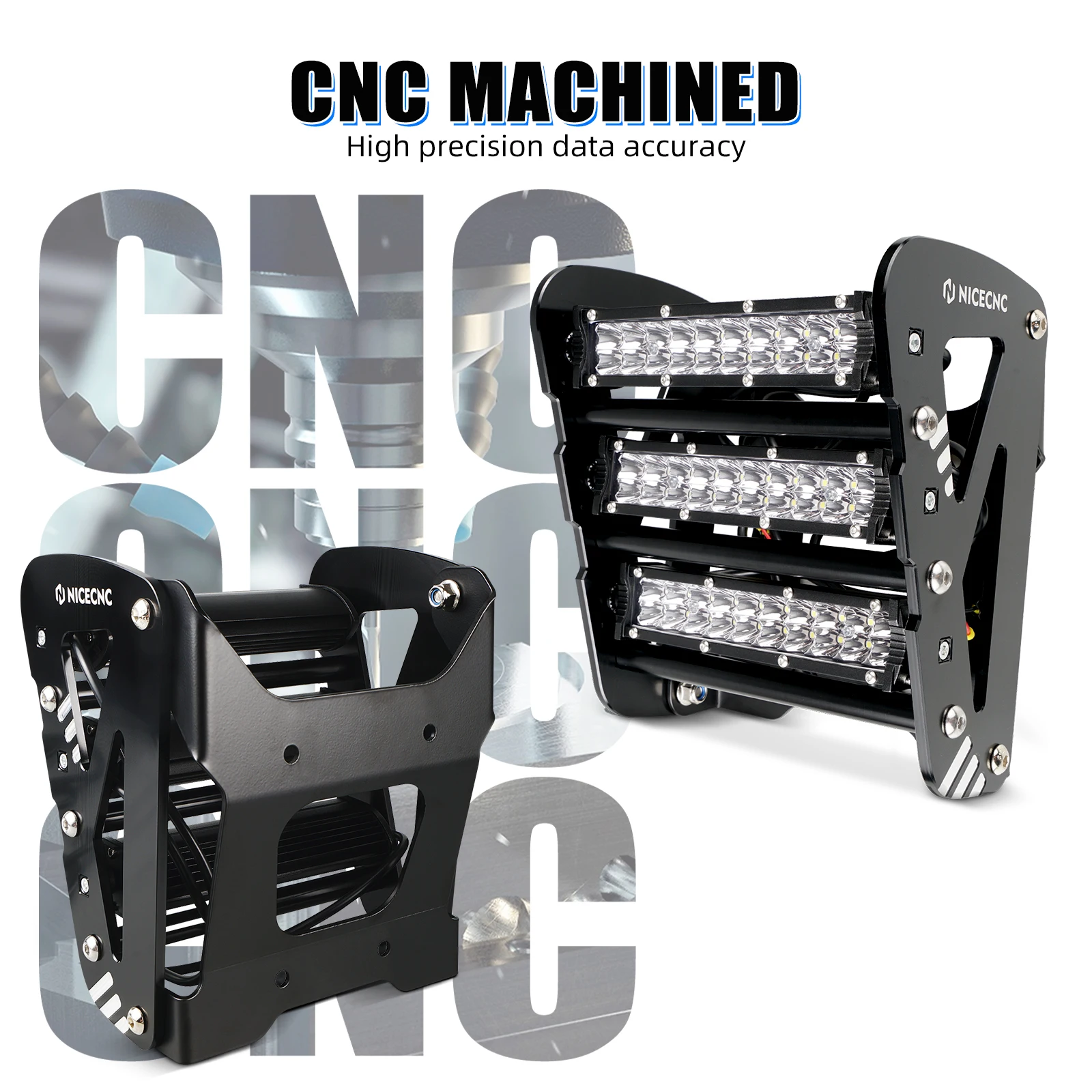 NICECNC For Raptor 700 ATV Front Bumper LED Lights Kit For Yamaha Raptor 700 700R 2013-2023 Waterproof 60W 2160 Lumens Aluminum - view 3