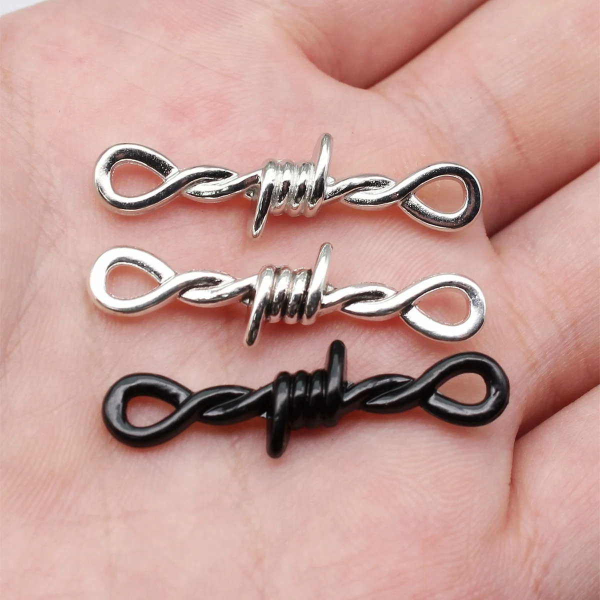 WYSIWYG 10pcs 34x11mm Black Color Antique Silver Color Rhodium Color Twisted Thorns Knot Connector For Jewelry Making