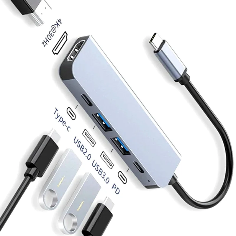 4K HDMI USB C Hub Charging Dock for Devices