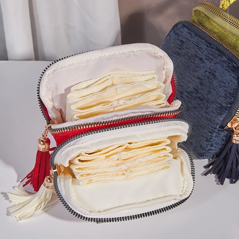 ประณีตกระเป๋าเก็บเครื่องประดับเครื่องประดับสร้อยข้อมือพู่ซิปกระเป๋าเครื่องประดับแหวนจี้เครื่องประดับแบบพกพา