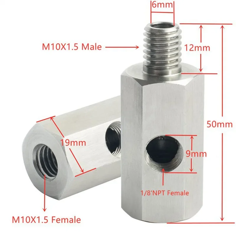 

Oil Pressure Sensor 1/8'' BSPT Stainless Steel Tee to NPT Adapter Turbo Feed Line Gauge Tee Adapter