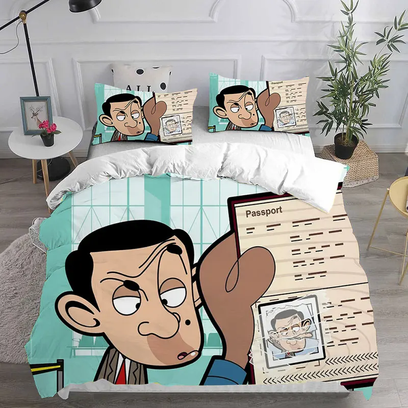 Mr. bean animierte Serie Bettwäsche-Sets Bettdecke Bett bezug Bett bezug Kissen bezug 2-3 Stück Sets Schlafzimmer Dekor