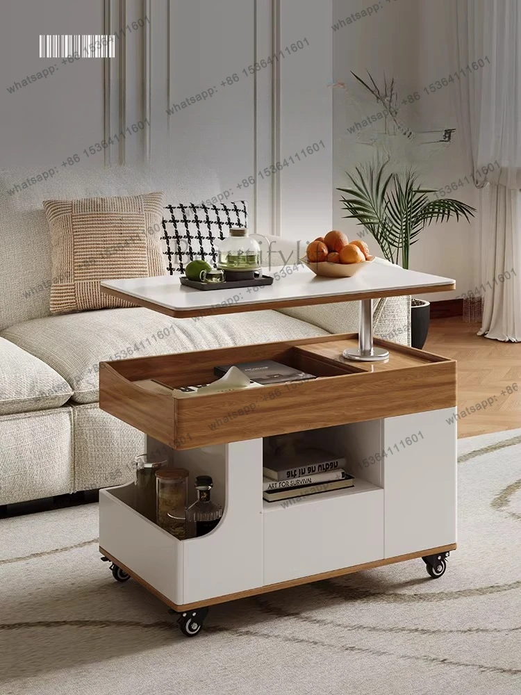 Cream wind movable solid wood storage sofa edge with roller lifting angle