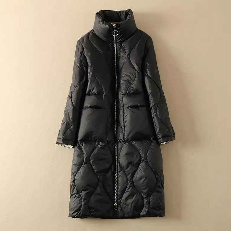 

Повседневное белое пуховое пальто свободного кроя, легкое, длинное, женское, весна-осень, на молнии, теплое, модное