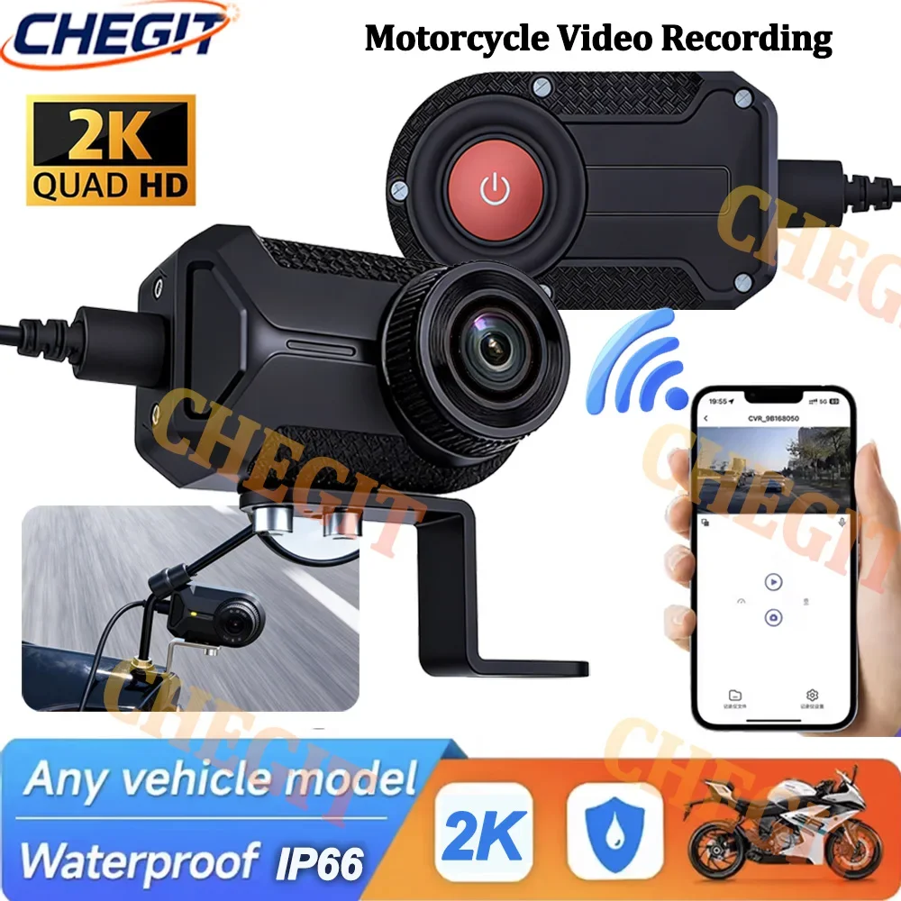 2K HD Motorrad Fahren Recorder Mit IP66 Wasserdicht Mit WIFI & APP Outdoor Reiten Recorder Dashcam für Motorrad Zubehör