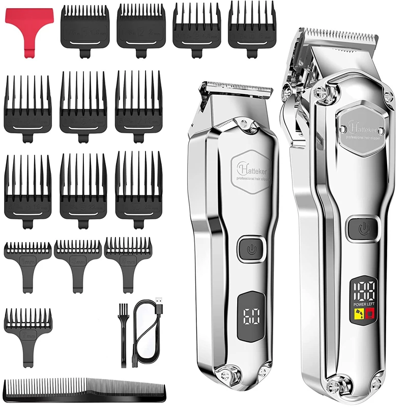 مجموعة كومبو ماكينة قص الشعر القابلة للتعديل ماكينة تشذيب الشعر الاحترافية للرجال ماكينة قص شعر اللحية الكهربائية القابلة لإعادة الشحن