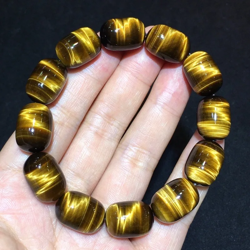 

Ore 7A Yellow Tigereye Shaped Bead Bracelet Men's and Women's Tiger Eye' Stone Eye Stone Single Circl