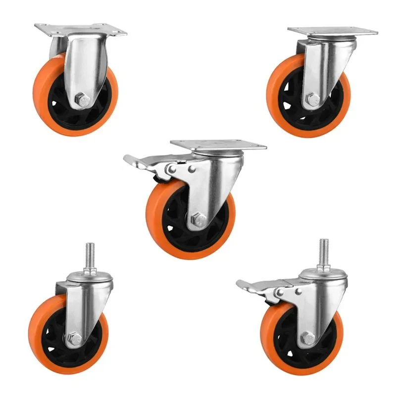 4 Pcs/Lot 2.5/3/4/5 Inch Medium Orange Tonghua Casters Flight Case Cabinets Industrial Machine Equipment Rotate Universal Wheels
