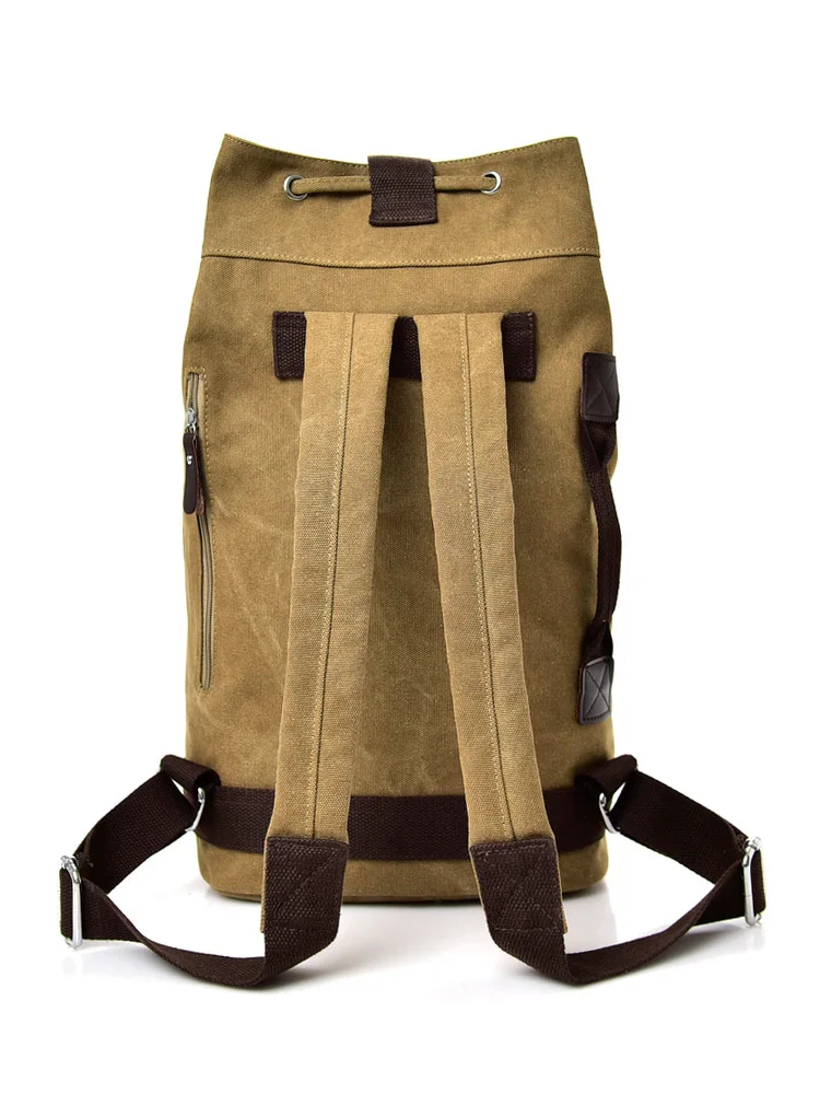 Imagem -03 - Unisex Canvas Sports Backpack para Homens e Mulheres Bolsa de Balde Redondo Viagens ao ar Livre Mochilas para Laptop Bolsa de Bagagem Grande Tamanhos Moda